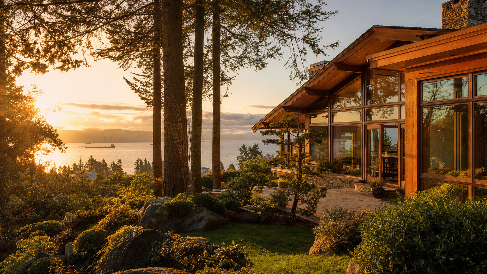 West Coast Vancouver estate home at sunset, evoking the legacy and family property at the heart of estate litigation.